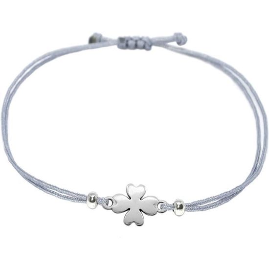 Bracelet Femme Porte-bonheur Trèfle à 4 Feuilles - Argenté - Style Amitié - Neuf Avec étiquettes