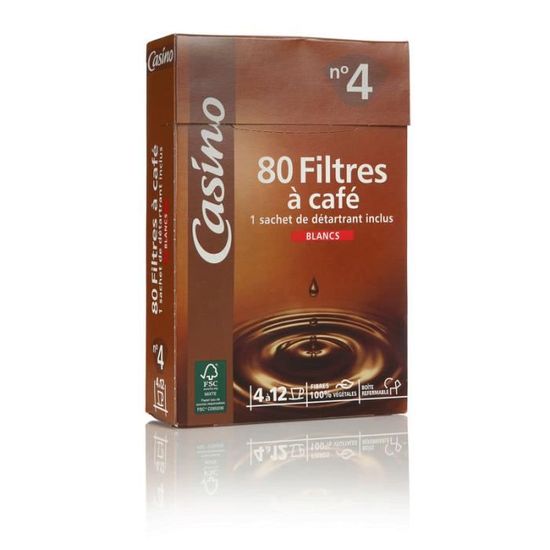 Boîte de 80 Filtres à Café N°4 Belle France + 1 Sachet Détartrant Rapide  FTM00228 - Sodishop