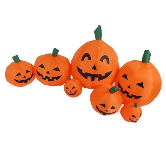Décoration Gonflable Halloween 180 Cm - Citrouille Araignée Avec Lumières LED - Pour Extérieur, Jardin, Fête - 10