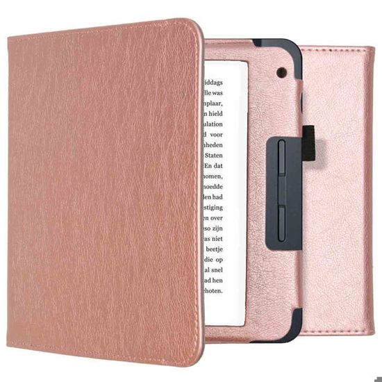 kwmobile Étui Compatible avec Kobo Libra Colour Coque - Étui à Rabat magnétique Tablette eReader Similicuir - Rouge-Gris foncé