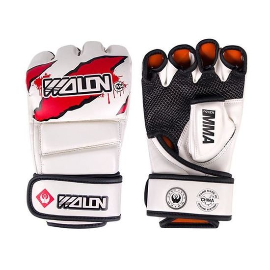 Aymzbd 2 Paires Gants MMA Demi-Doigt Cuir PU – Gants Boxe, Kickboxing, Muay Thai, Grappling, Sparring Enfants & Adultes