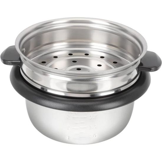 Pot Intérieur Universel En Acier Inoxydable Pour Cuiseur à Riz - Remplacement Antiadhésif, Capacité Familiale, Compatible Multi-marques - 3