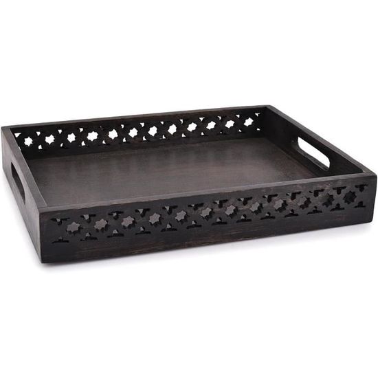 Plateau Bois Acacia Rectangulaire 30x12cm | Plateau Service Décoration | Bord Surélevé