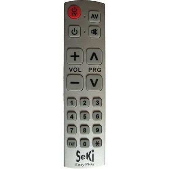 Télécommande Universelle SeKi Easy - Noire Avec Grandes Touches - Apprenante Et Facile à Programmer - Pour TV, Décodeur, Lecteur DVD...