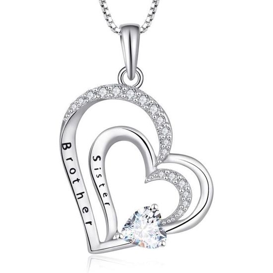 Collier Cœur Argent 925 Pour Femme - Pendentif Amour, Chaîne Forçat 40+5 Cm - Cadeau Saint-Valentin, Anniversaire - 6
