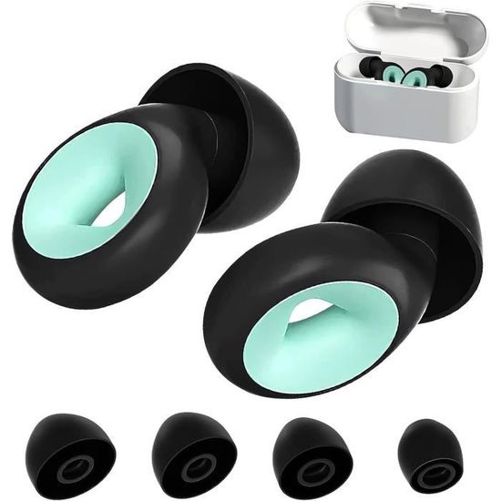 Bouchons D'oreilles Anti-bruit 45dB - Silicone Réutilisable, 4 Tailles (XS/S/M/L), étanches IPX7, Pour Dormir/voyager - 1