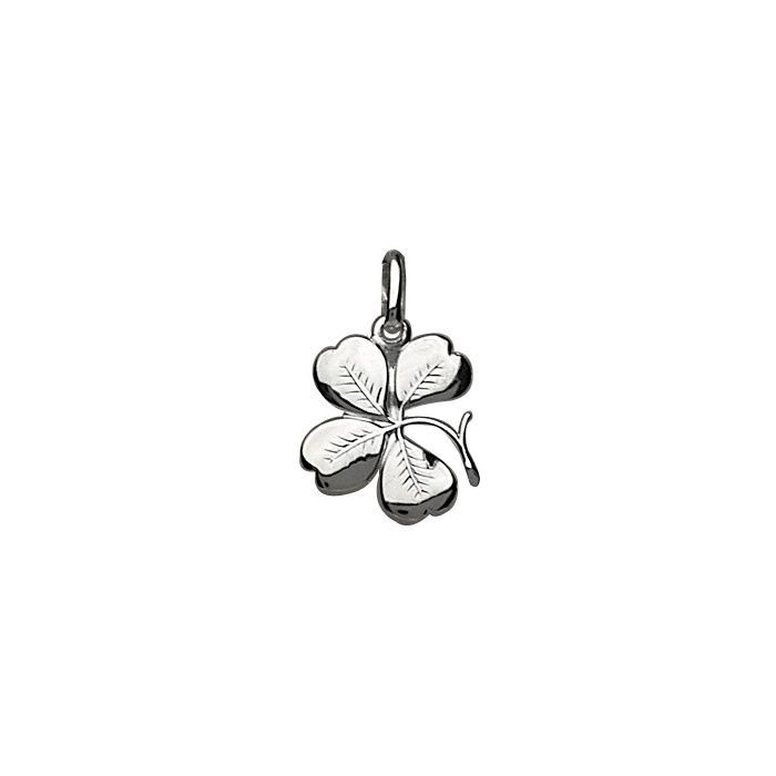 Pendentif en argent trèfle à quatre feuilles nervuré