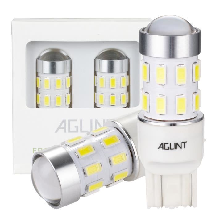 AGLINT W21W Ampoules LED T20 7440 7443 12V 24V 24SMD Feu de Recul Tour Signal de Frein Tail Sauvegarde Inversée Lumières Blanc