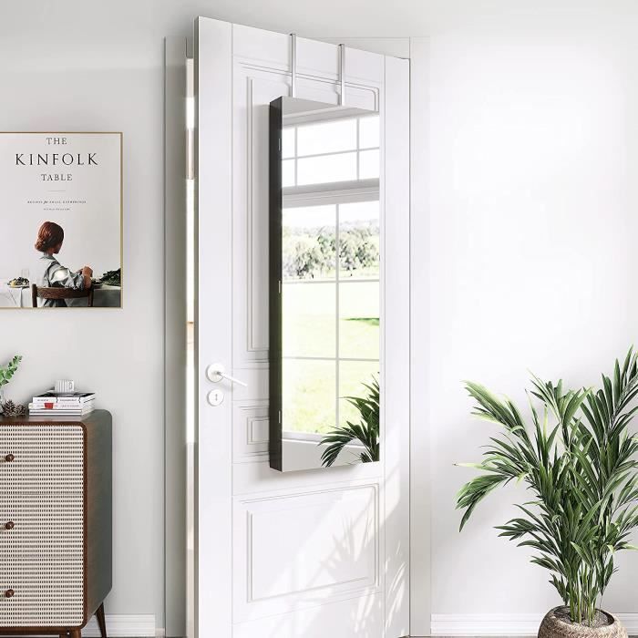 Armoire à Bijoux Miroir Armoire de Rangement Mural avec Serrure - Marron