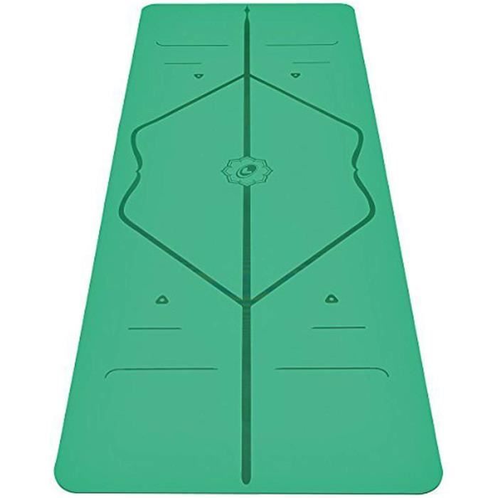 Tapis De Yoga Avec Lignes D'alignement Du Corps Tapis De Yoga Antidérapant Pilates Fitness 183 * 68 * 0.5cm (Vert)