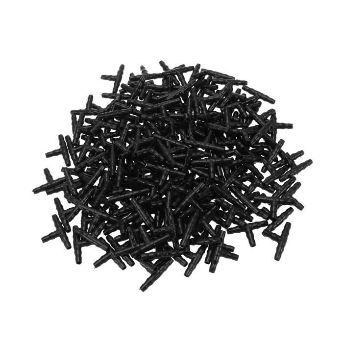 200Pc Tee Connectors Portative Durable Noir Petit Utilitaire Tuyau Efficace Buse pour Changer Jardin