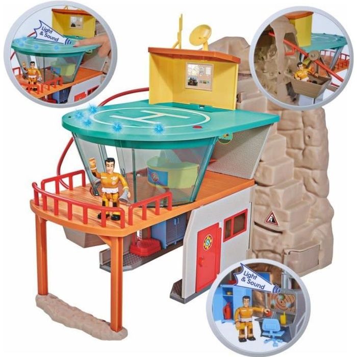 Sam Le Pompier - Fireman Sam - Playset - Centre de Sauvetage de Montagne avec Son & Lumière