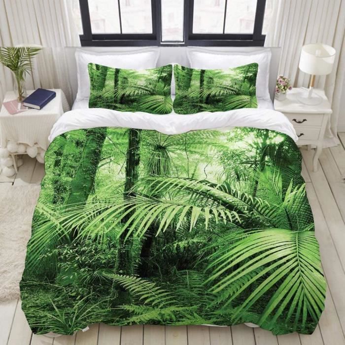 PENGTU Parure de lit avec Housse de Couette en Microfibre,Palmiers et Plantes Exotiques dans la Jungle Tropicale Nature Sauvage 225
