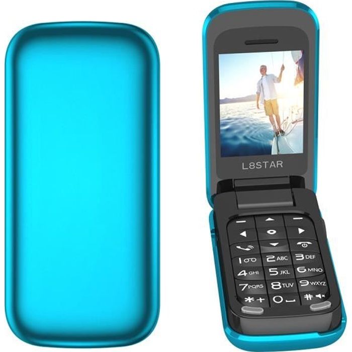 L8star petit mini téléphone portable à rabat MP3 changeur de voix magique composeur Bluetooth musique téléphone portable BM60-Bleu