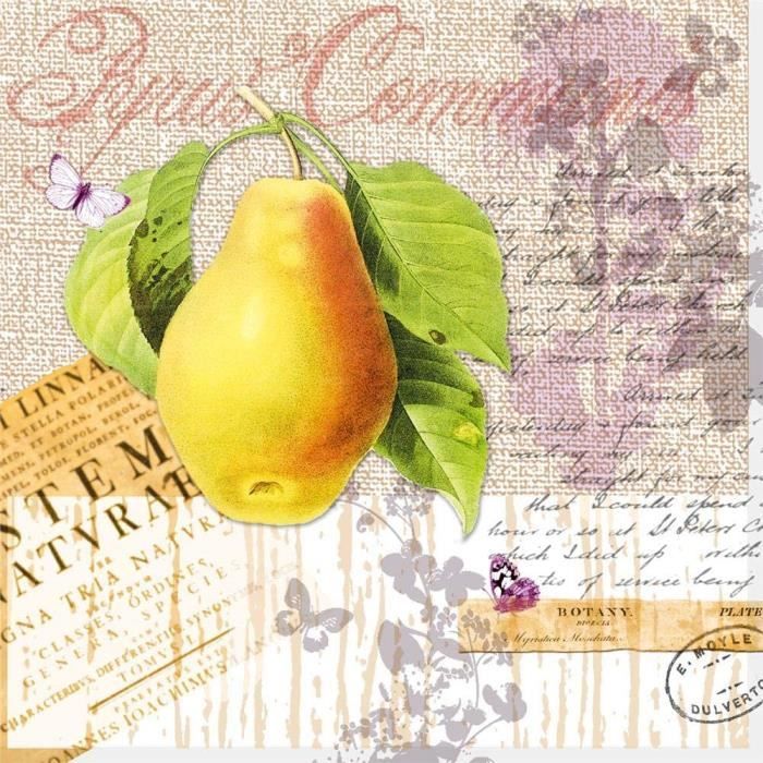 Serviettes de cuisine Botanica Pera Lot de 20 Serviettes jetables en Papier 3 Plis 33 x 33 cm 8500