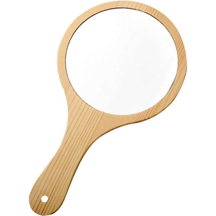 Miroir à Main Miroir à Main en Bois Maquillage Miroir à poignée en Bois Ronde Miroir à Main De Barbier Vintage Postuler à Femmes
