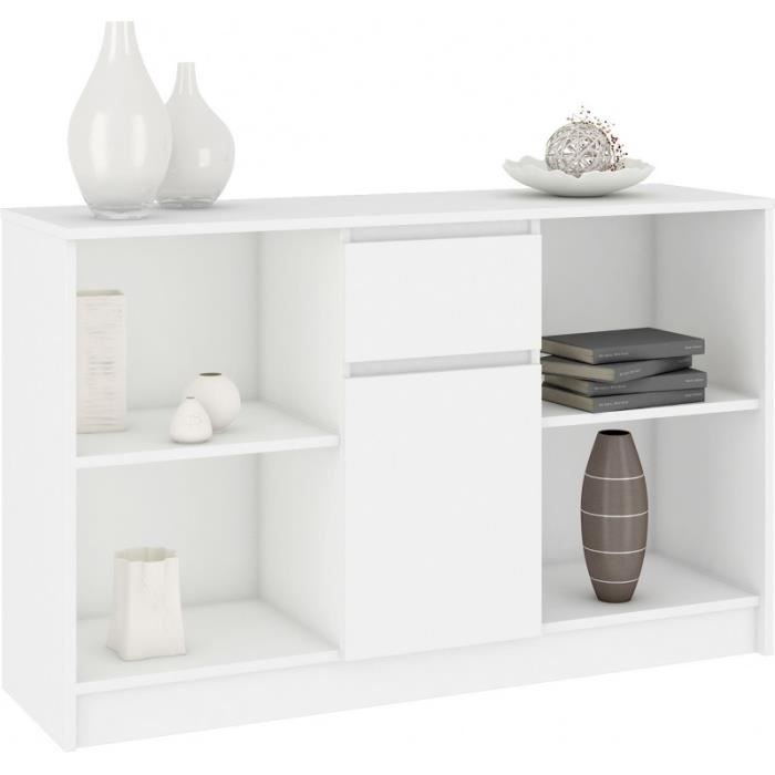 LARS | Commode Buffet Design Tendance Salon/Séjour/Chambre 120x77x40 cm | Meuble de rangement bibliothèque déco/livres | Blanc