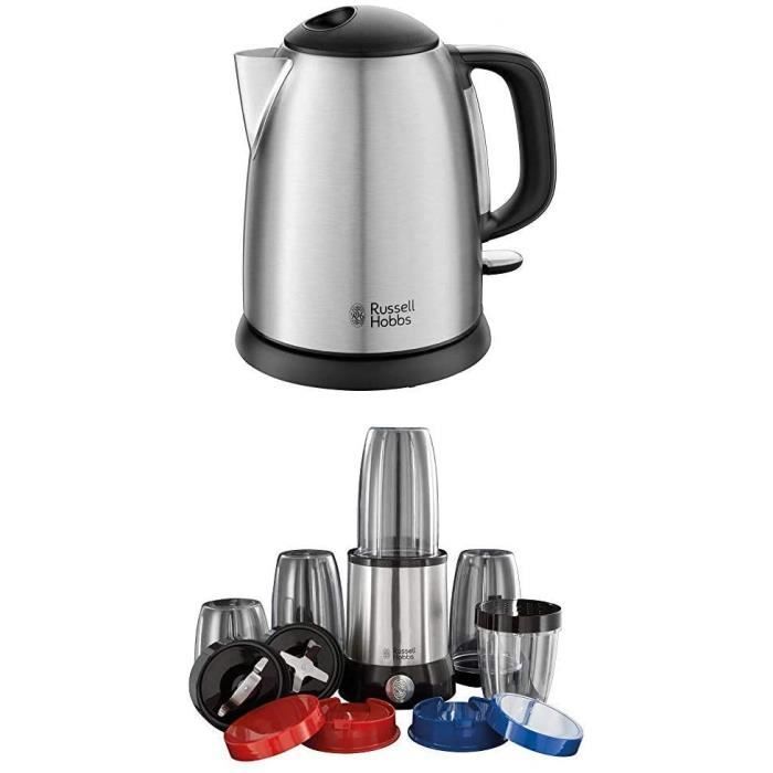 Russell Hobbs Set Petit Déjeuner Detox Bouilloire Adventure et Blender Multifonction Nutriboost - 23180-56 et 24991-70