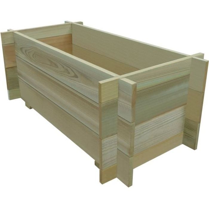 Jardinière exterieur, bac a fleur bois de Pin Imprégné pour Plante/Légume/Herbe/Fleur Imputrescible FSC 80 x 40 x 32 cm