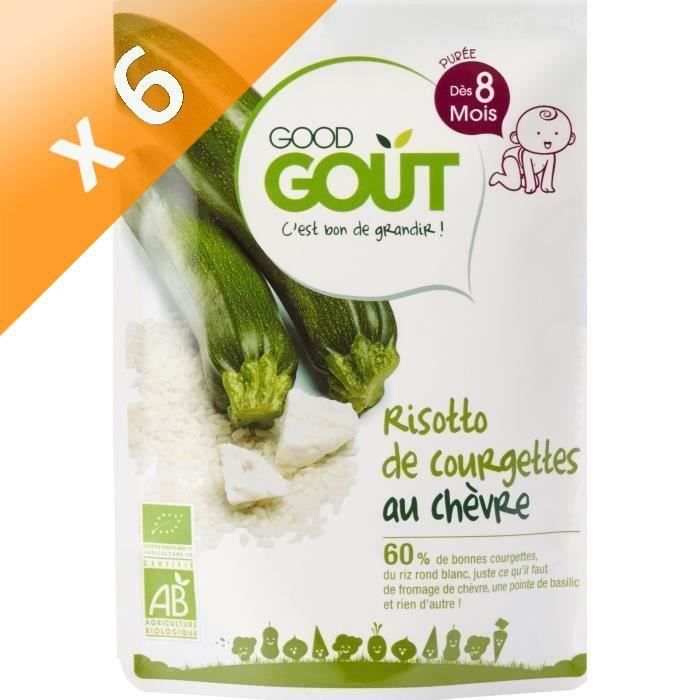 Lot de 6 - GOOD GOUT Plat cuisiné BIO Risotto de courgettes au chèvre - 190 g - Dès 6 mois