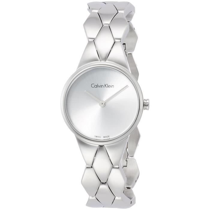 CALVIN KLEIN Femmes Serpent Bracelet en acier inoxydable Cadran Argent K6e23146 N3EIV
