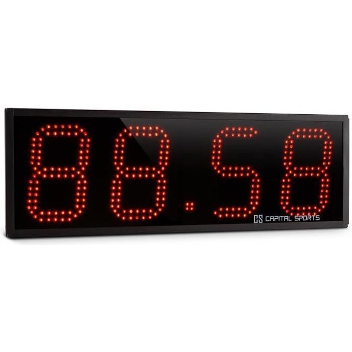 CAPITAL SPORTS Timeter Panneau LED Affichage sportif chronomètre pour Tabata & Cross-training (4 chiffres, alarme, télécommande)