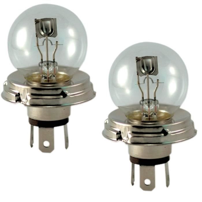 2x AMPOULE 12V 45/40W P45T TRANSPARENT VOITURE ANCIENNE RETRO VINTAGE DOUBLE FILAMENT CODE + PHARE PROJECTEUR LAMPE ECLAIRAGE