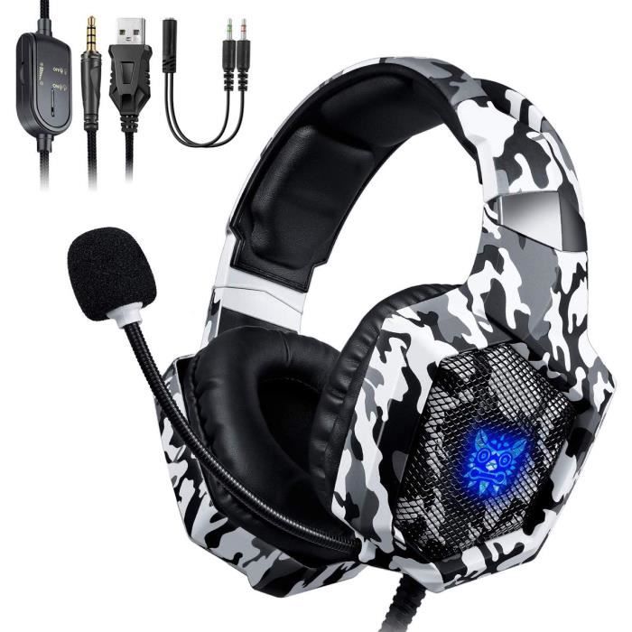 ONIKUMA PS4 Casque de Jeu Xbox One avec lumière LED RVB et Micro antibruit pour Nintendo Switch Xbox One S PC Smartphone