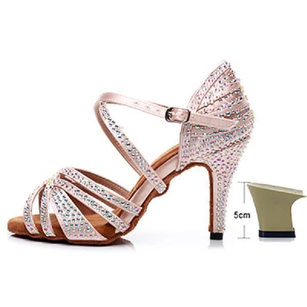 Chaussures de danse,Chaussures de danse latine pour dames rouge noir bleu marron Rhineston chaussures de danse Latino pour enfants