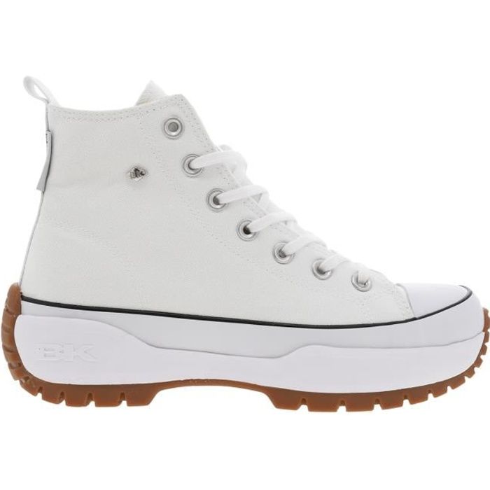 Baskets montantes Bk Femme blanches à lacets plats
