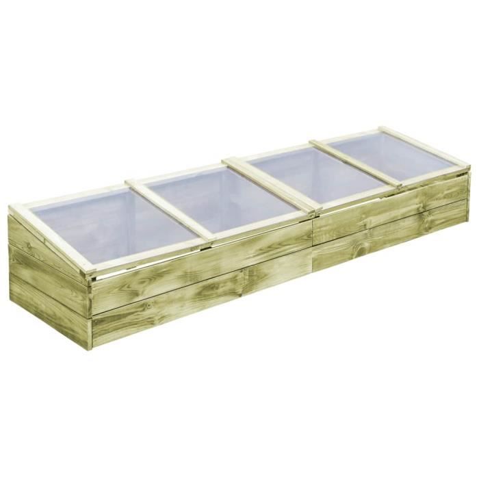 Lit surélevé de jardin avec toit Pin imprégné FSC 200x50x35 cm