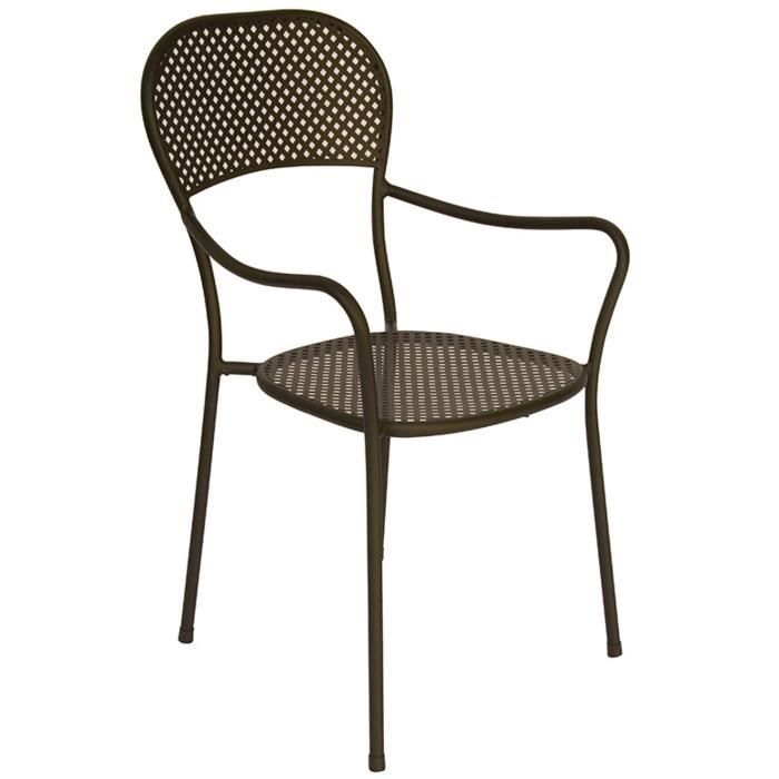 Chaise de jardin en fer forgé coloris gris anthracite - Dim : H 89 x 57 x P 54 cm