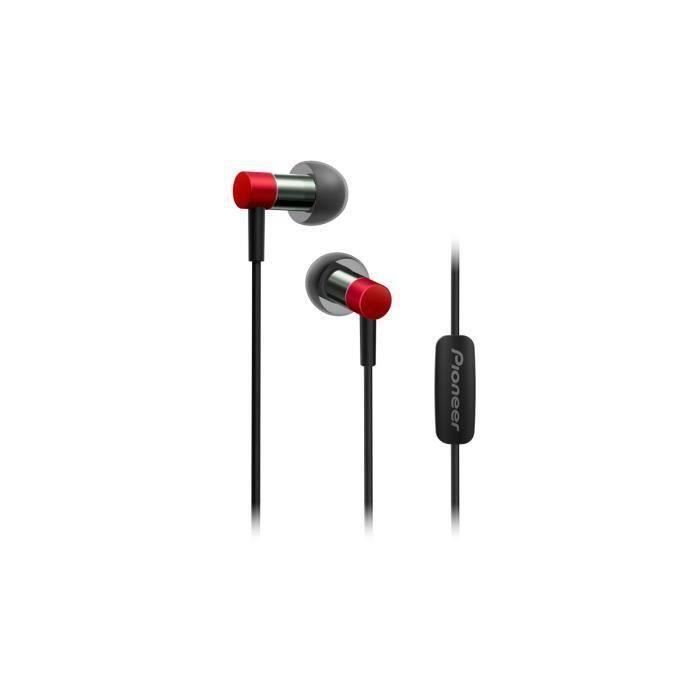 Pioneer SE-CH3T-R, Avec fil, écouteur, Binaural, Intraaural, 8 - 40000 Hz, Noir, Rouge