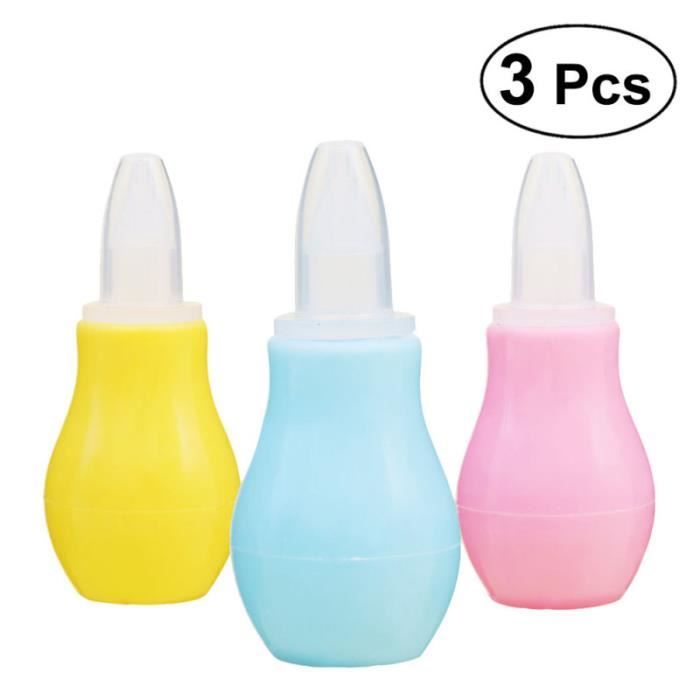 3 pièces aspirateur de nez manuel Silicone pointe souple morve ventouse nettoyant produits de soins pour bébé pour KIT BAIN BEBE