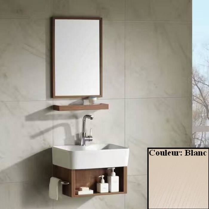 Ensemble Petit Meuble de Salle de Bain - Blanc Crème - 48x37 cm - Evoc
