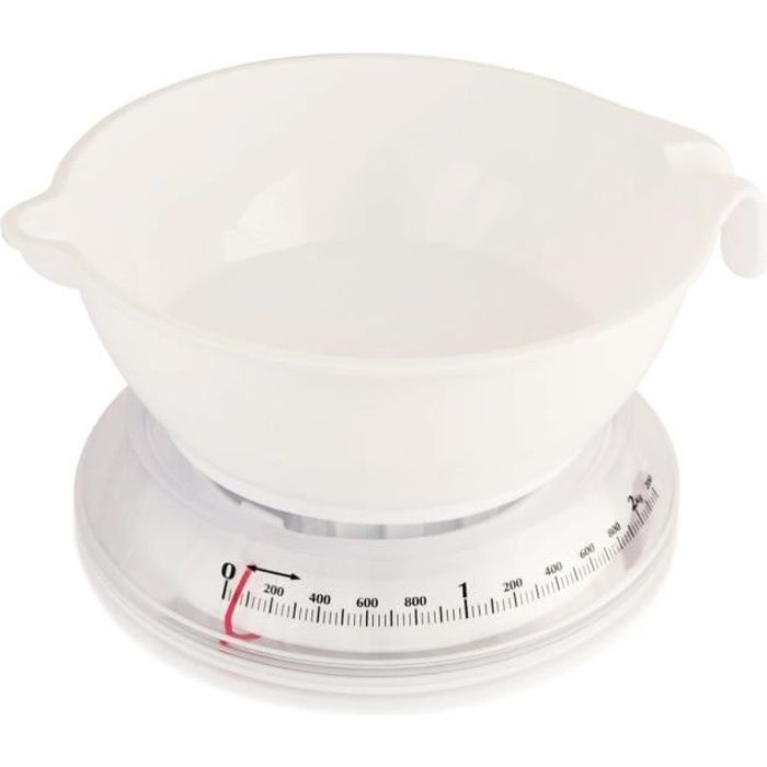 TERRAILLON Balance de cuisine mécanique T206 - 3 kg - Bol 3 L - Blanc