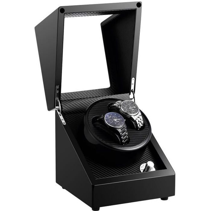 Remontoir à Montres Automatique -Uten -Tourne-montre Automatique -Boîte à Montre -avec 2 Moteur 4 Modes Silencieux Noir