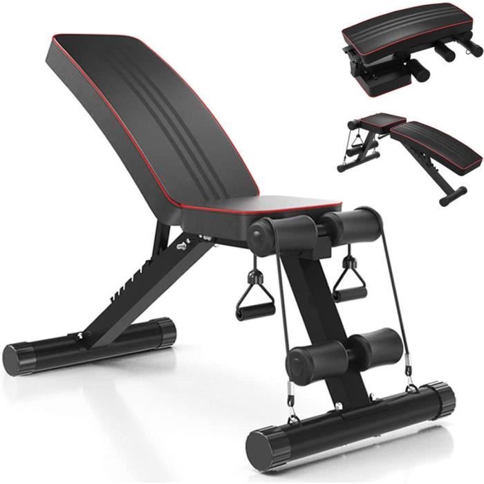 Banc de Musculation Pliable Banc Musculation Réglable Banc de Fitness Multifonction 7 in 1 Entrainement Complet du Corps Fitness