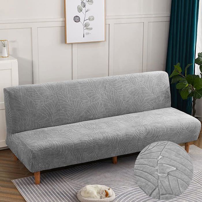 GUOCU Housse De Canapé Universelle Sans Accoudoir 3 Places (190-225cm) - Tissu Jacquard Extensible Vert Armée, Protection Et Style Moderne