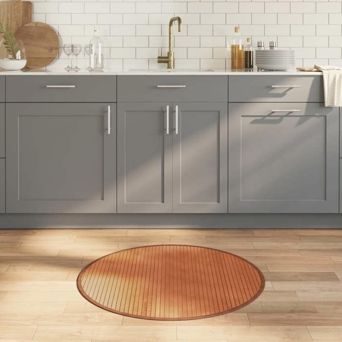 vidaXL Tapis rond marron 80 cm bambou tapis de salon