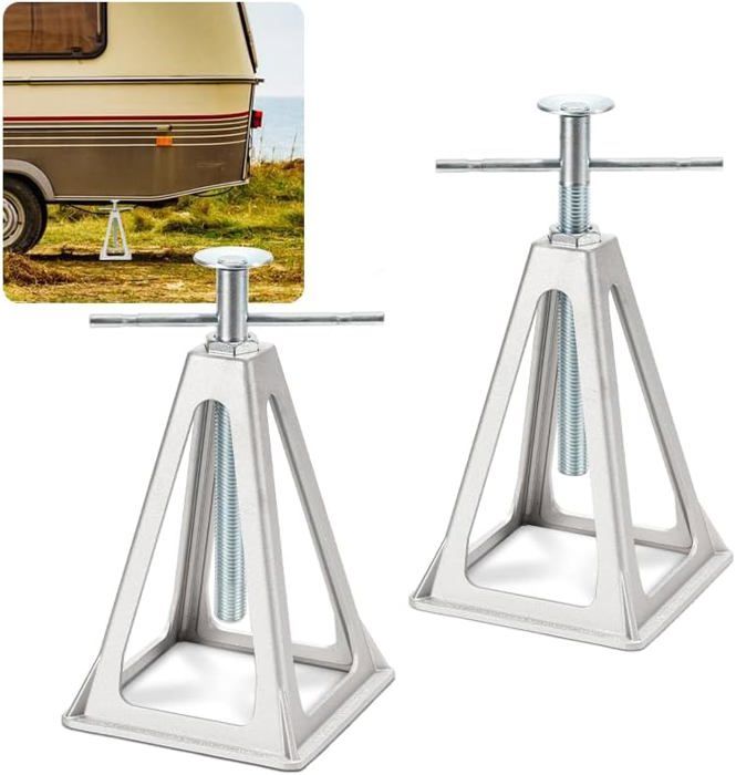 Lot De 2 Chandelles D'Essieu Réglables 280-435 Mm – 1 Tonne – Idéal Caravane & Remorque