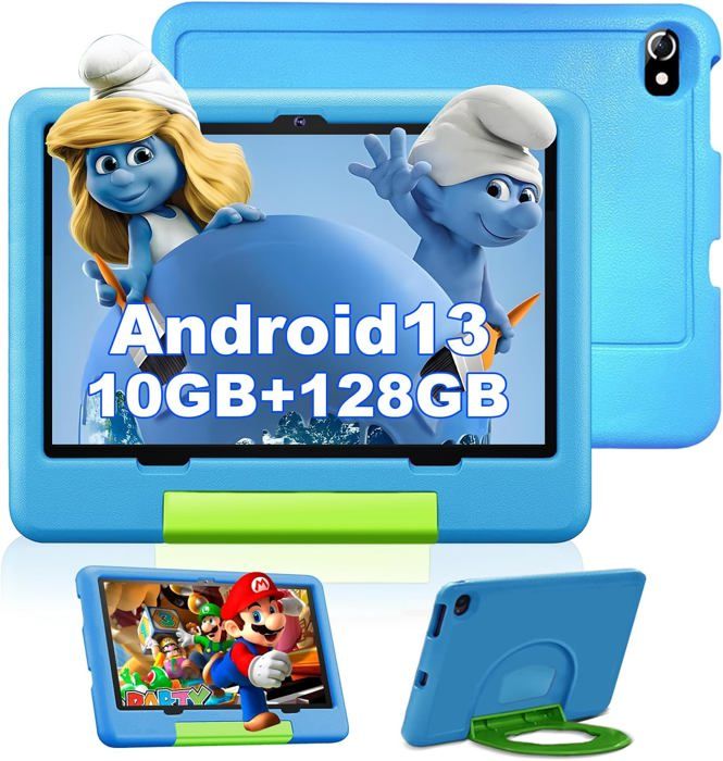 Tablette Enfants – Android 13 – 10 Pouces – 10 Go RAM – 128 Go ROM – WiFi – Kid-Proof Étui