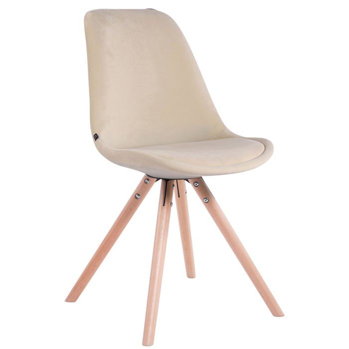 Chaise de salle a manger design scandinave en velours creme et pieds en ...