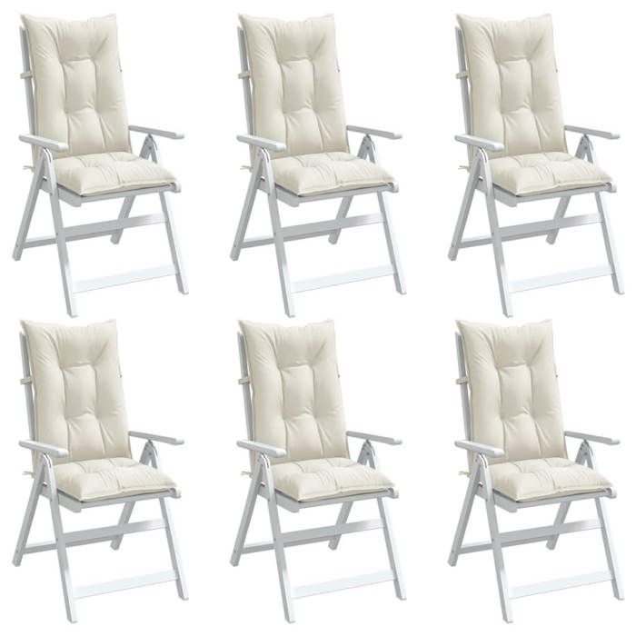 vidaXL Coussins de Chaise à Dossier Haut Lot de 6 Crème