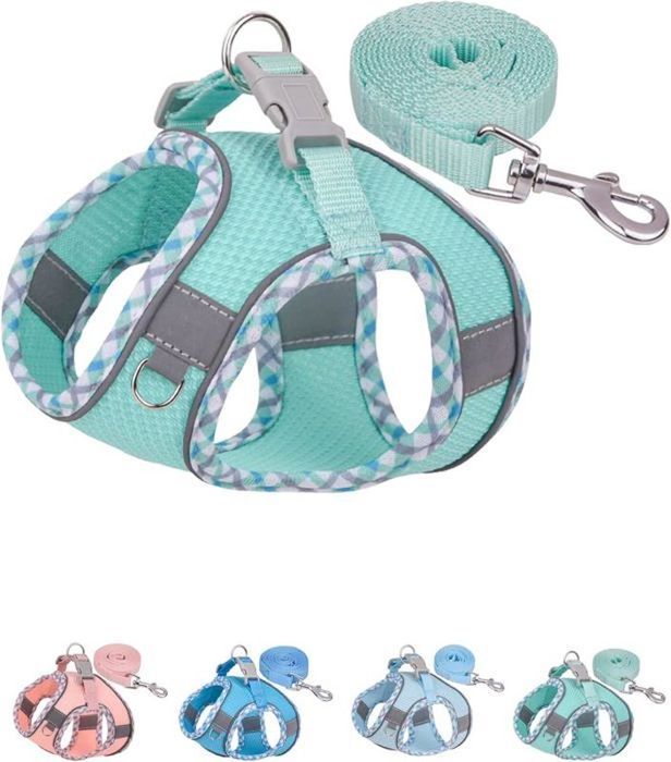 Comparer les prix de Harnais pour chien de petite et moyenne taille sans traction, ensemble harnais et laisse pour chiot, harnais (vert, S)