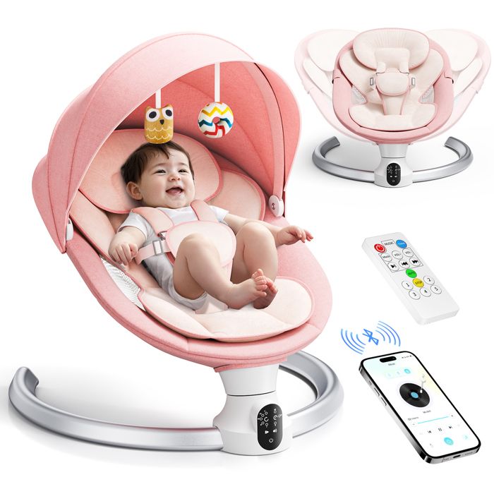 TTLIFE Transat Bébé Électrique avec Musique 5 Vitesses de Balançoire Baby Rocker 3 Minuteries avec Télécommande et Bluetooth