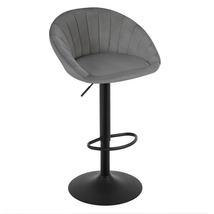 Tabouret Bar WOLTU - Tabouret Cuisine Pivotante en Velours - Réglable en Hauteur - Gris foncé W0ATT0868-1