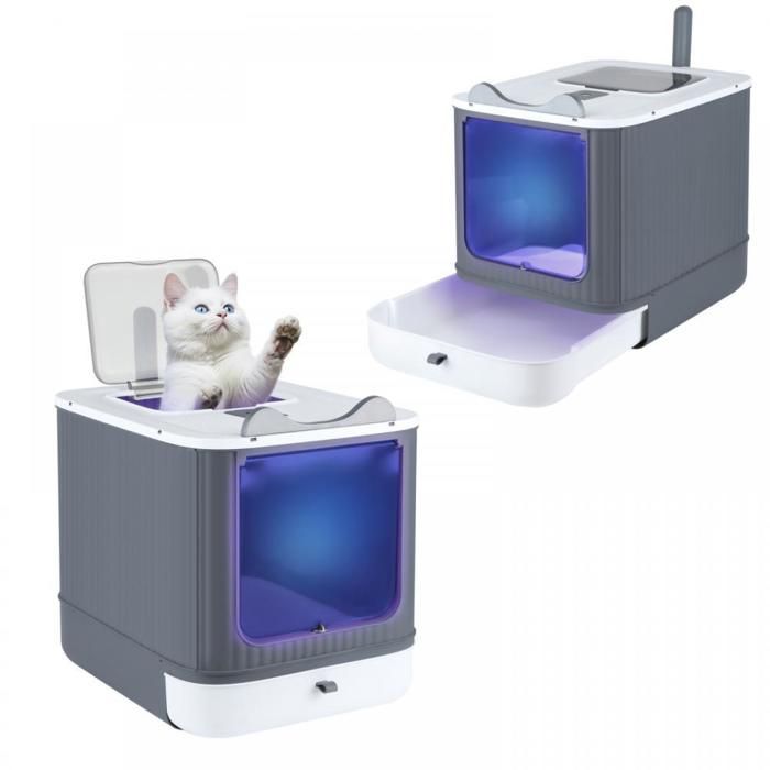 Meilleurs prix pour XJING-Litter à litière pour chats autonettoyants, bac à litière pour chats autonettoyants, toilettes pour chats-44.5*36.5*34.5cm