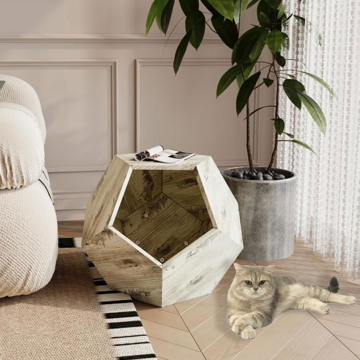 Comparer les prix de Niche pour chat 66×66×53cm - OKWISH - En MDF - Naturel - Style moderne et multifonctionnel