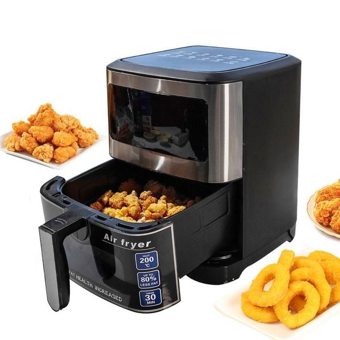 Friteuse À Air 6.8L Inox Sans Huile 1500W Écran Tactile Multifonction Cuisson Rapide Air Fryer Grande Capacité Température - Prumya